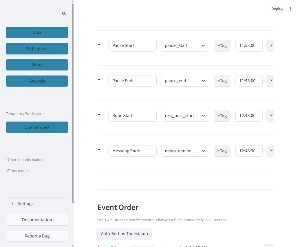 Event Management table