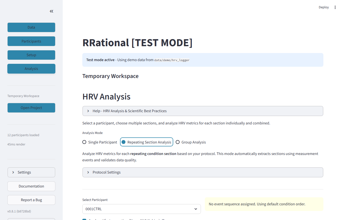 Repeating Section Analysis mode