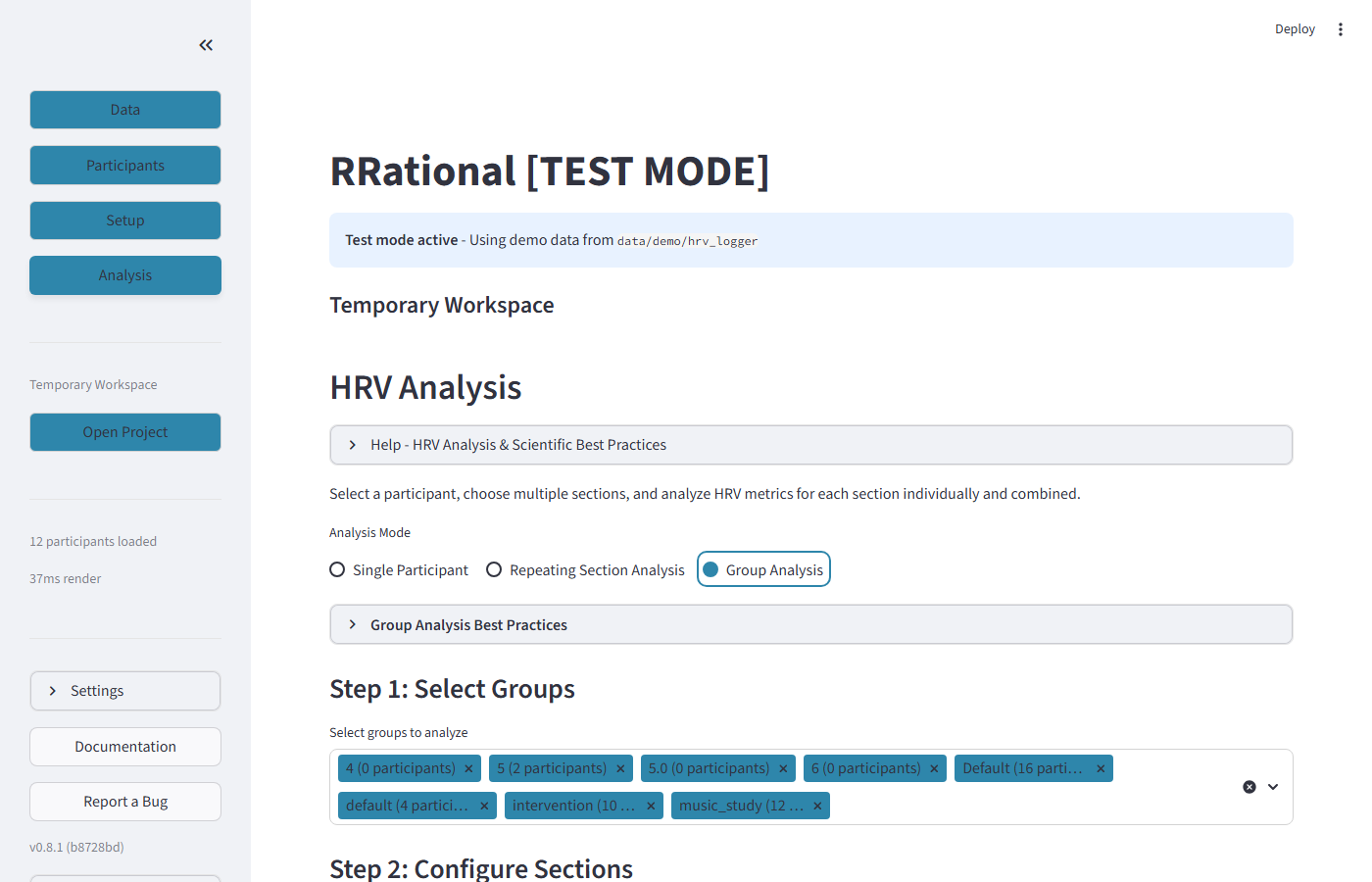 Group Analysis mode